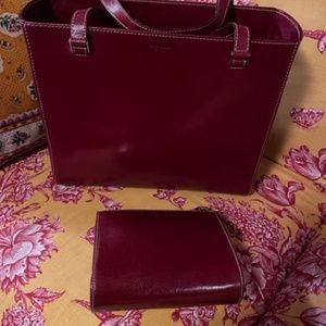 Kate Spade Leather Tote - Deep Red/Burgundy